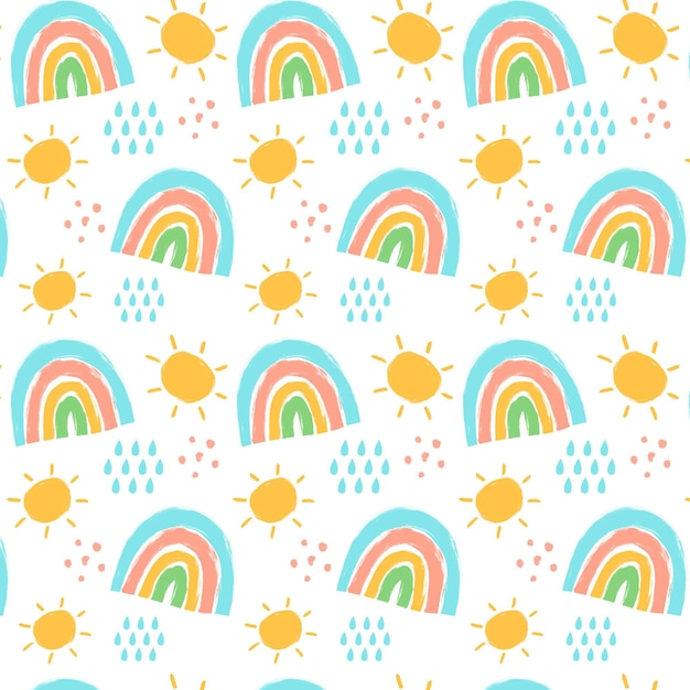 Handgemaltes regenbogenmuster-design