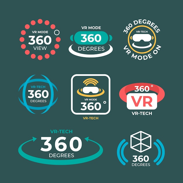 Kostenloser Vektor handgezeichnete 360-grad-symbole