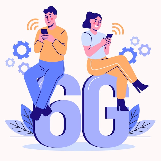 Handgezeichnete 6g-illustration