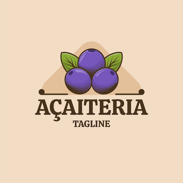 Kostenloser Vektor handgezeichnete acaiteria-logo-vorlage