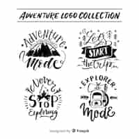 Kostenloser Vektor handgezeichnete adventure-logo-sammlung