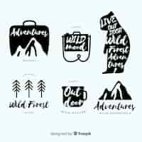 Kostenloser Vektor handgezeichnete adventure-logo-sammlung
