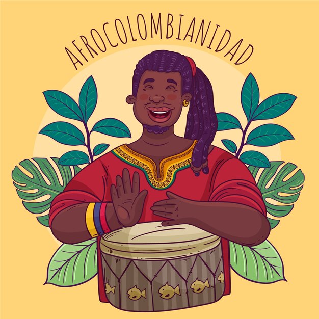 Kostenloser Vektor handgezeichnete afrocolombianidad-illustration
