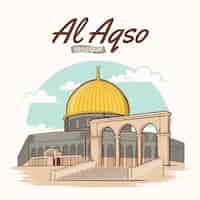 Kostenloser Vektor handgezeichnete al-aqsa-illustration