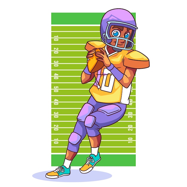 Handgezeichnete american-football-cartoon-illustration