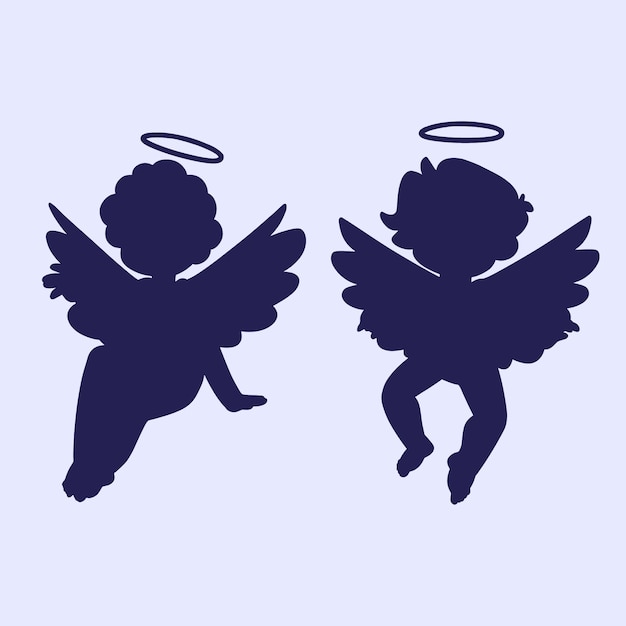 Handgezeichnete angel-silhouette-illustration