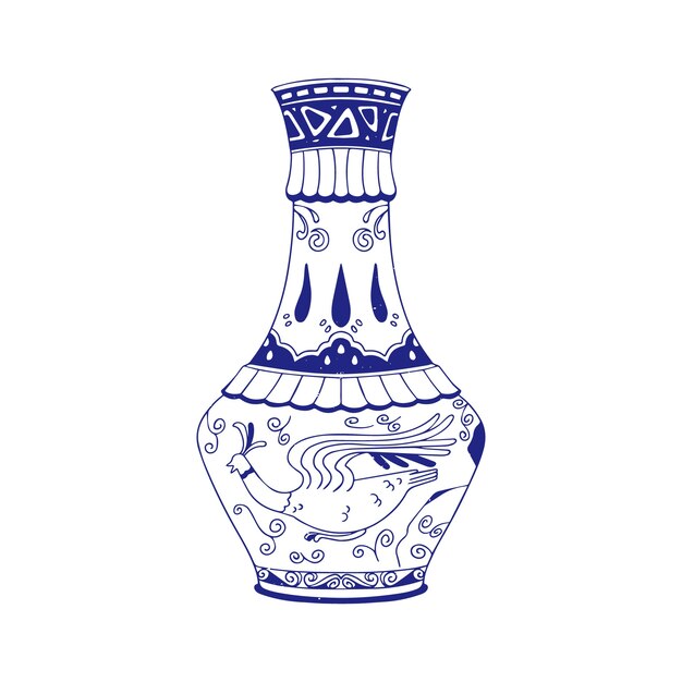 Handgezeichnete antike Vase mit Gravur