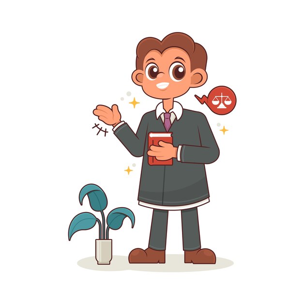 Handgezeichnete Anwalt-Cartoonillustration