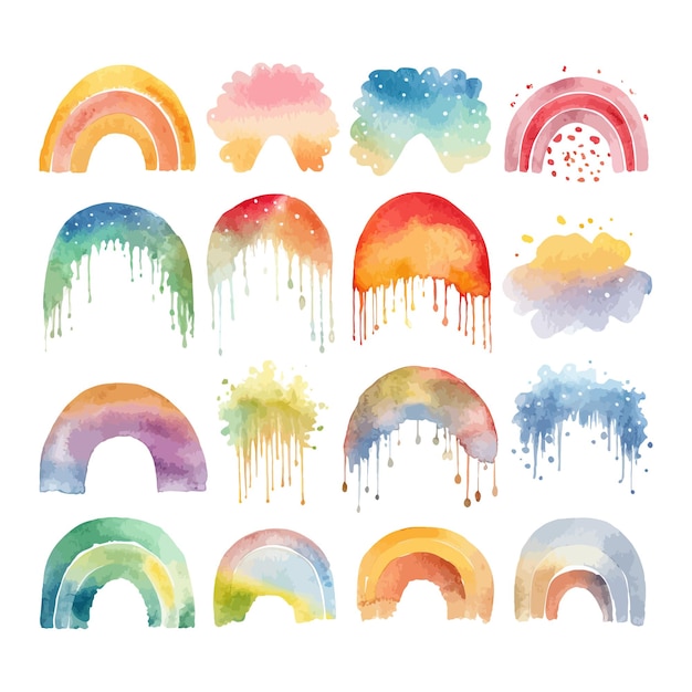 Kostenloser Vektor handgezeichnete aquarell-pastellfarben-regenbogen-clipart