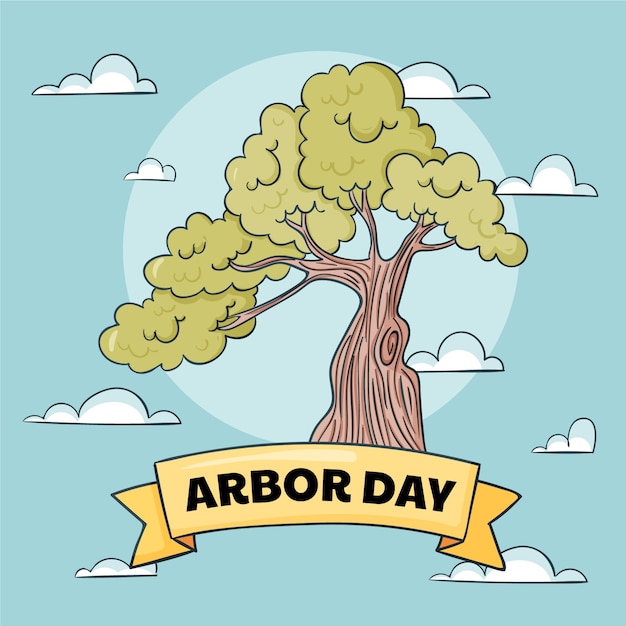 Kostenloser Vektor handgezeichnete arbor day illustration