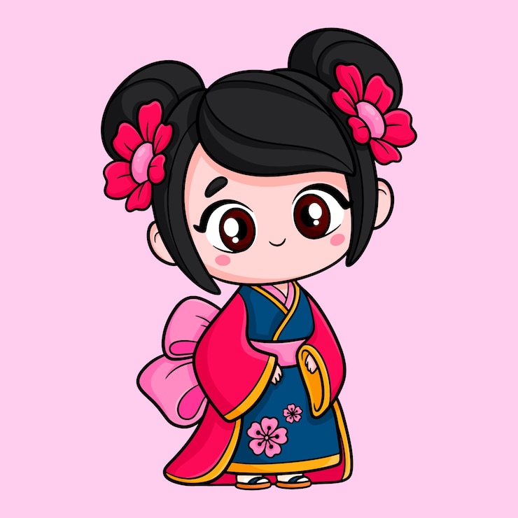 Kostenlose Vektor handgezeichnete asiatische zeichentrickfigur-illustration