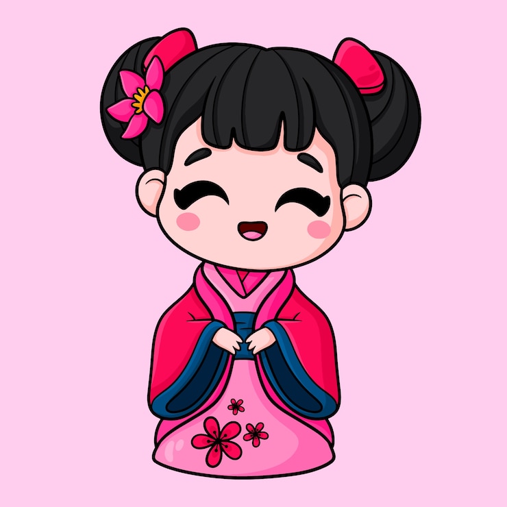 Kostenlose Vektor handgezeichnete asiatische zeichentrickfigur-illustration
