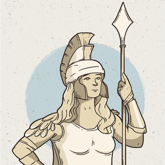 Kostenloser Vektor handgezeichnete athena-illustration