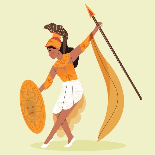 Handgezeichnete athena-illustration