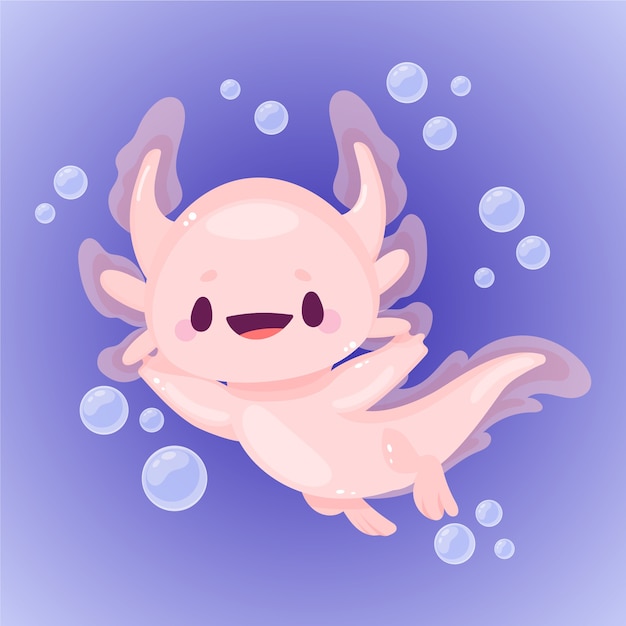 Handgezeichnete Axolotl-Illustration im flachen Design