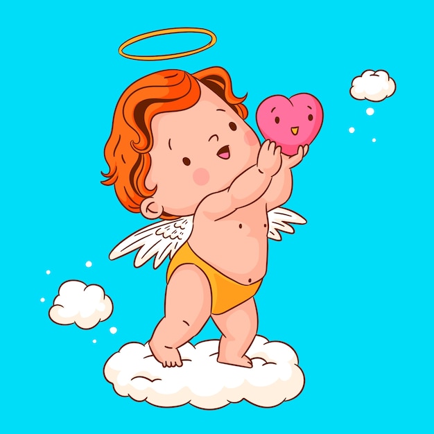 Handgezeichnete baby-engel-zeichnungsillustration
