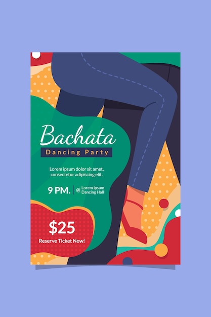 Handgezeichnete bachata-illustration mit flachem design