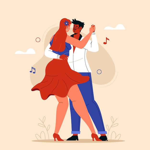 Kostenloser Vektor handgezeichnete bachata-illustration mit flachem design