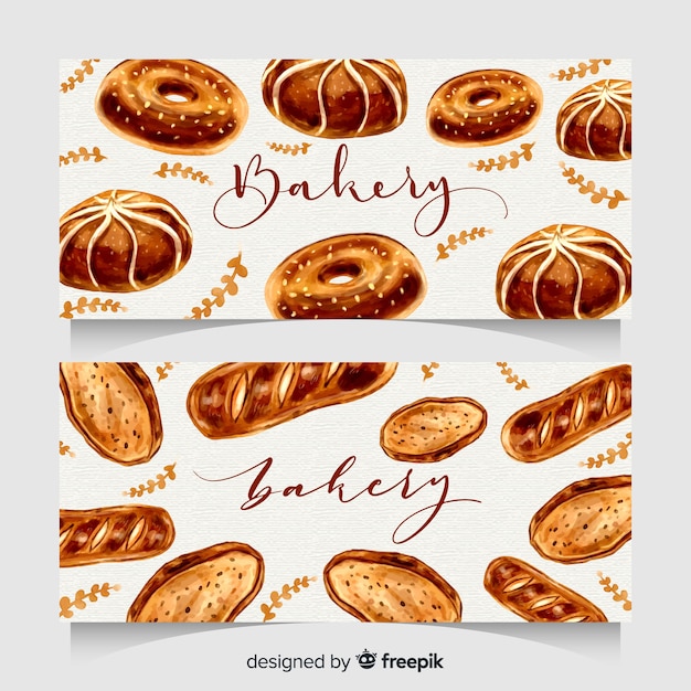 Kostenloser Vektor handgezeichnete bäckerei banner
