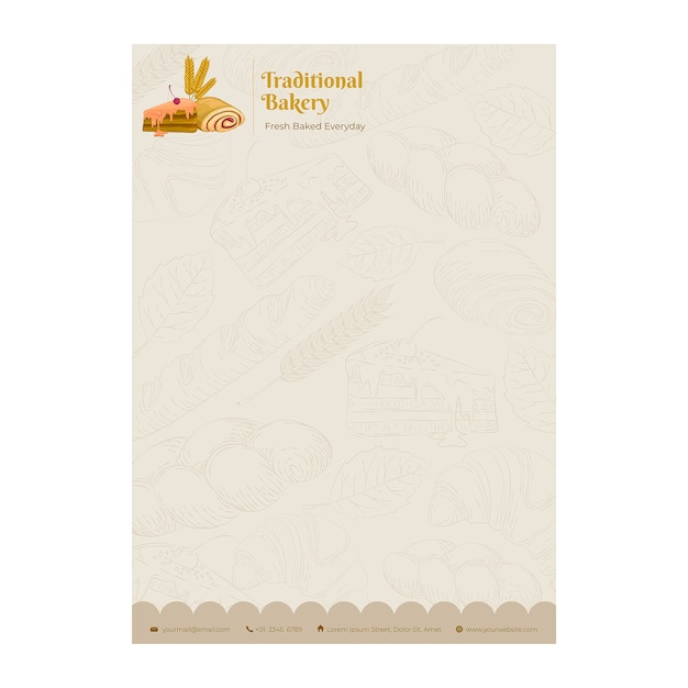 Handgezeichnete Bäckerei-Briefkopfvorlage