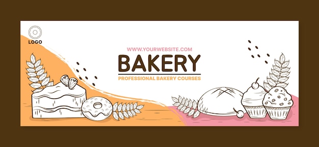 Kostenloser Vektor handgezeichnete bäckerei-facebook-cover-design-vorlage