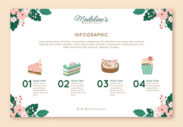 Kostenloser Vektor handgezeichnete bäckerei infografik