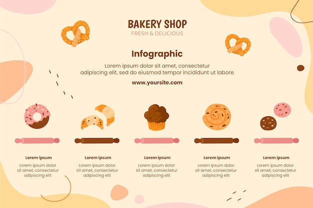 Kostenloser Vektor handgezeichnete bäckerei infografik