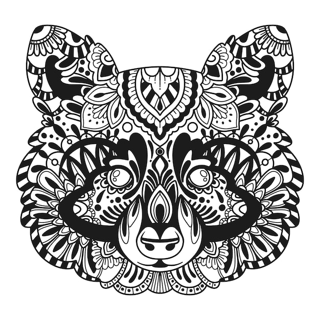 Handgezeichnete Bären-Mandala-Illustration