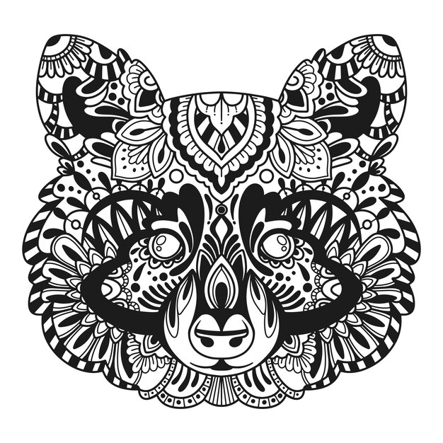 Handgezeichnete Bären-Mandala-Illustration