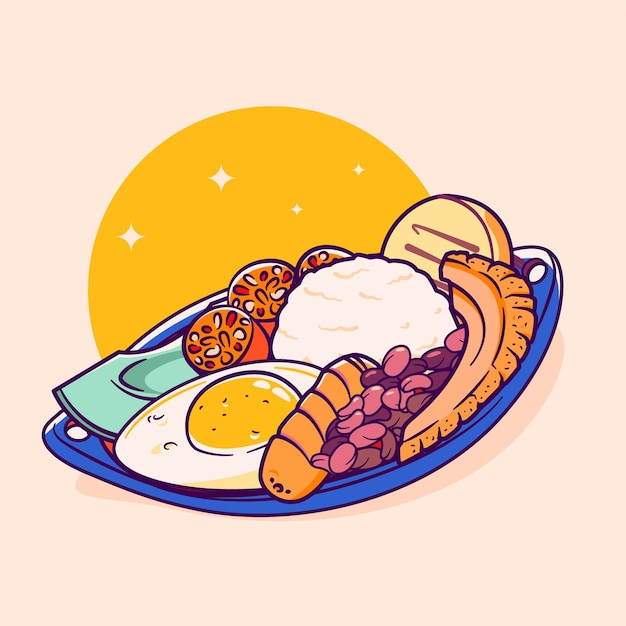 Kostenloser Vektor handgezeichnete bandeja-paisa-illustration