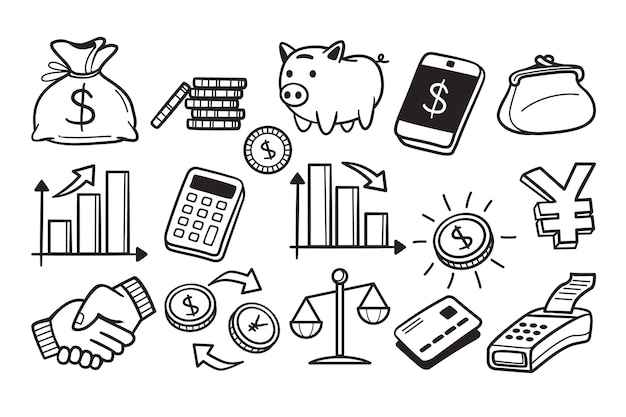Kostenloser Vektor handgezeichnete bankzeichnungs-doodle-illustration