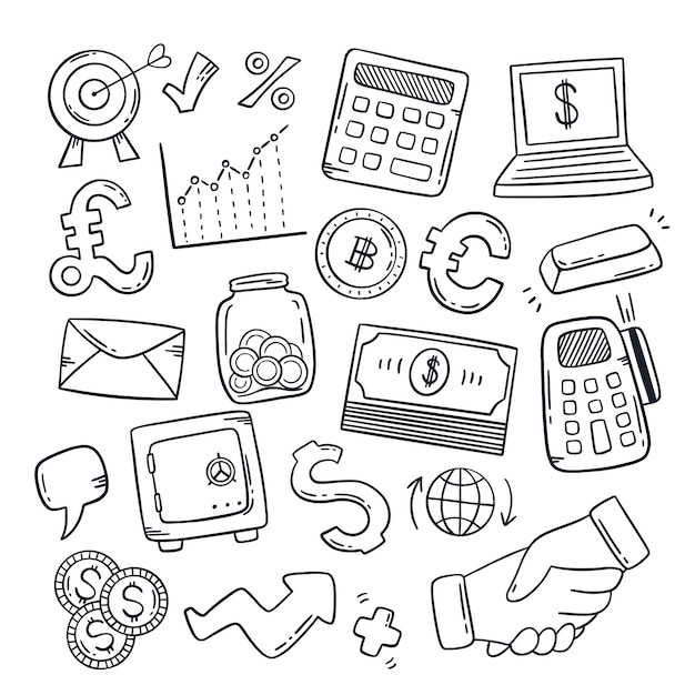 Handgezeichnete Bankzeichnungs-Doodle-Illustration