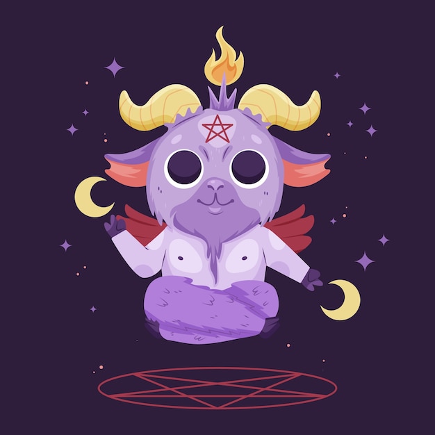 Kostenloser Vektor handgezeichnete baphomet-illustration