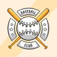 Kostenloser Vektor handgezeichnete baseball-logo-vorlage
