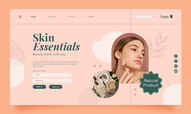 Kostenloser Vektor handgezeichnete beauty-spa-landingpage