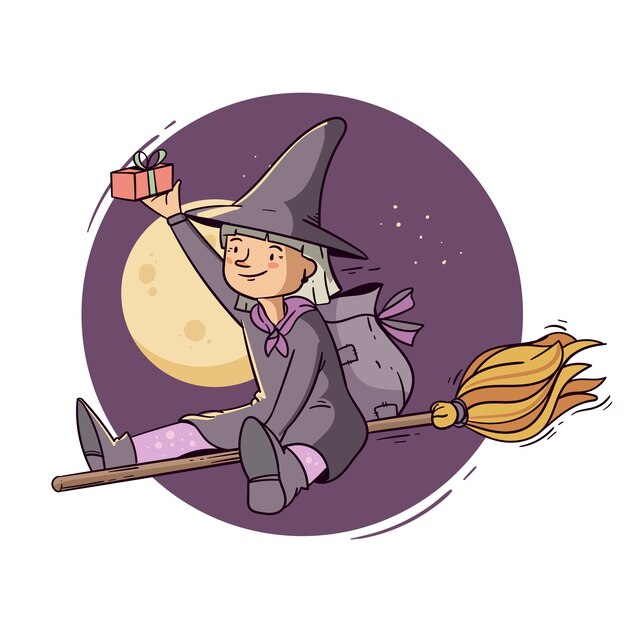 Handgezeichnete Befana-Illustration