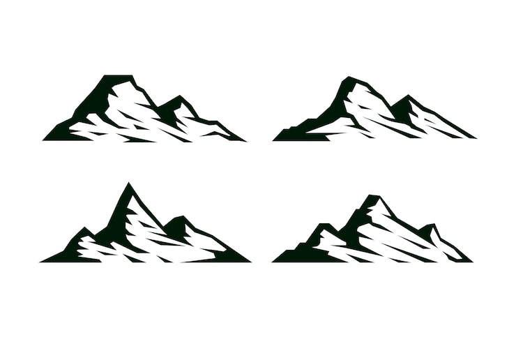 Kostenlose Vektor handgezeichnete bergsilhouette