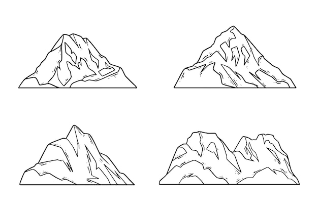 Kostenloser Vektor handgezeichnete bergumrissillustration