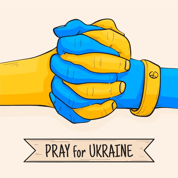 Kostenloser Vektor handgezeichnete beten für die ukraine-illustration