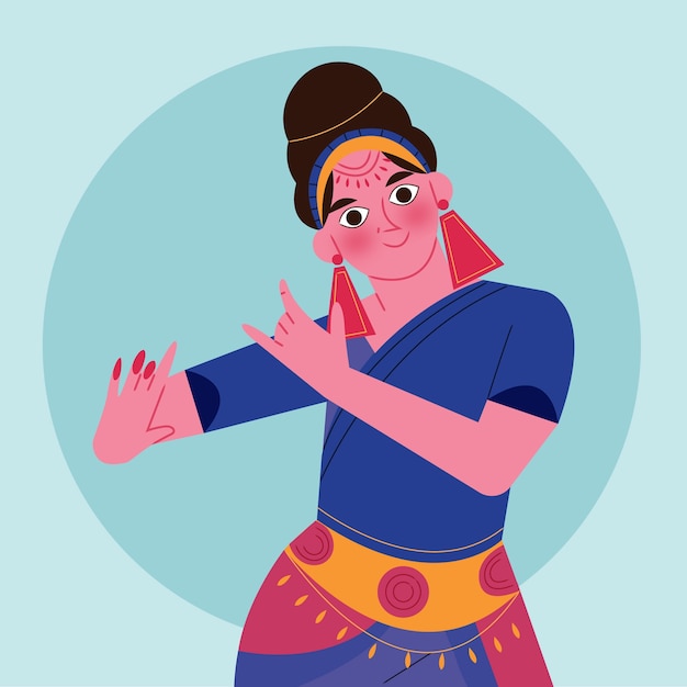 Kostenloser Vektor handgezeichnete bharatanatyam-tanzillustration