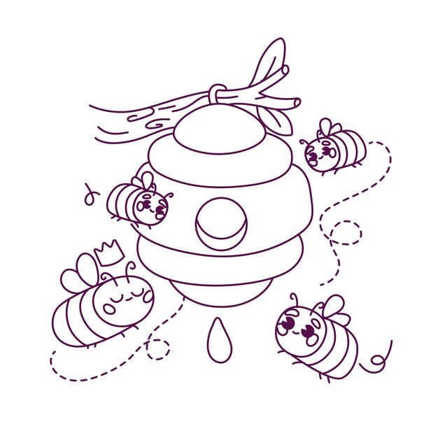 Handgezeichnete Bienenumrissillustration