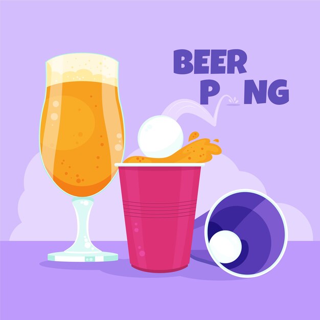 Handgezeichnete Bier-Pong-Illustration