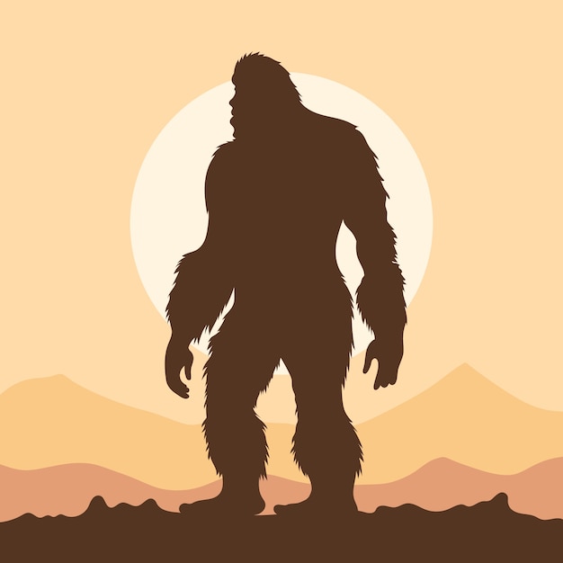 Kostenloser Vektor handgezeichnete bigfoot-silhouette