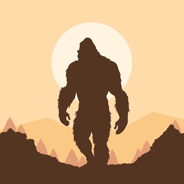 Kostenloser Vektor handgezeichnete bigfoot-silhouette