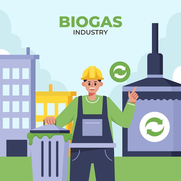 Kostenloser Vektor handgezeichnete biogas-illustration