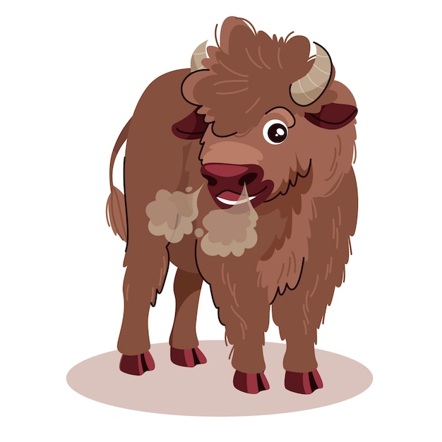 Handgezeichnete bison-cartoon-illustration