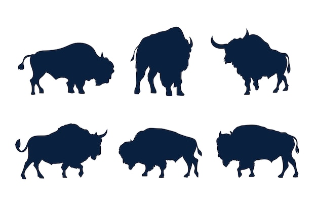 Kostenloser Vektor handgezeichnete bison-silhouette