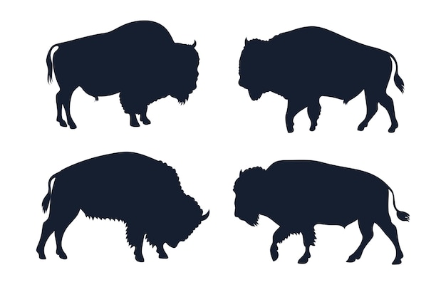 Kostenloser Vektor handgezeichnete bison-silhouette