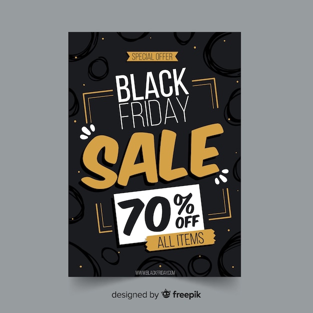 Handgezeichnete black friday flyer