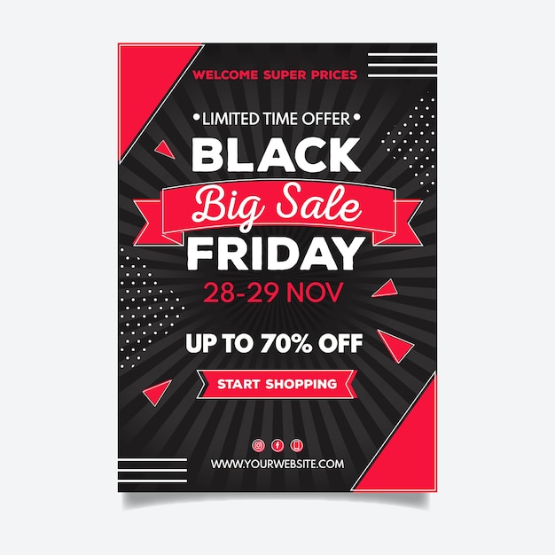 Kostenloser Vektor handgezeichnete black friday flyer